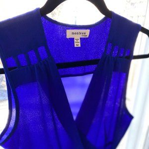 Sleeveless Cobalt Blue Wrap Peplum Top